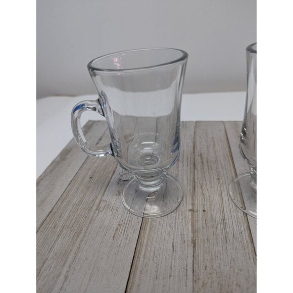 Libbey Set Of 2 Irish Coffee Hot Cold Clear Footed Mugs 5 3/4" - Picture 8 of 9